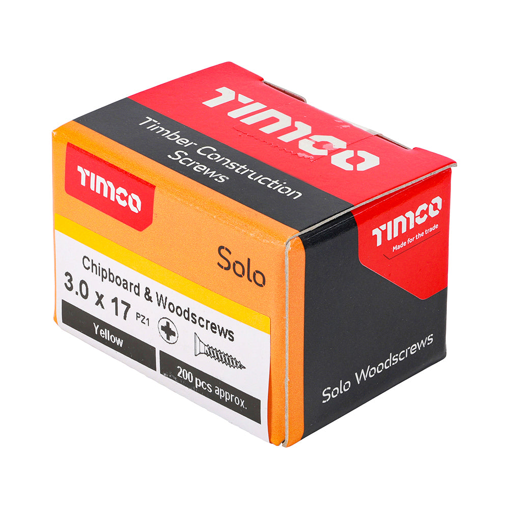 Solo Woodscrew PZ1 CSK ZYP - 3.0 x 17 | Box of 200