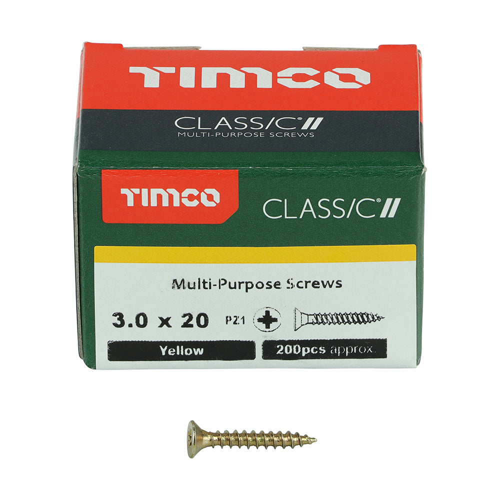Classic Screw PZ1 CSK ZYP - 3.0 x 20 | Box of 200