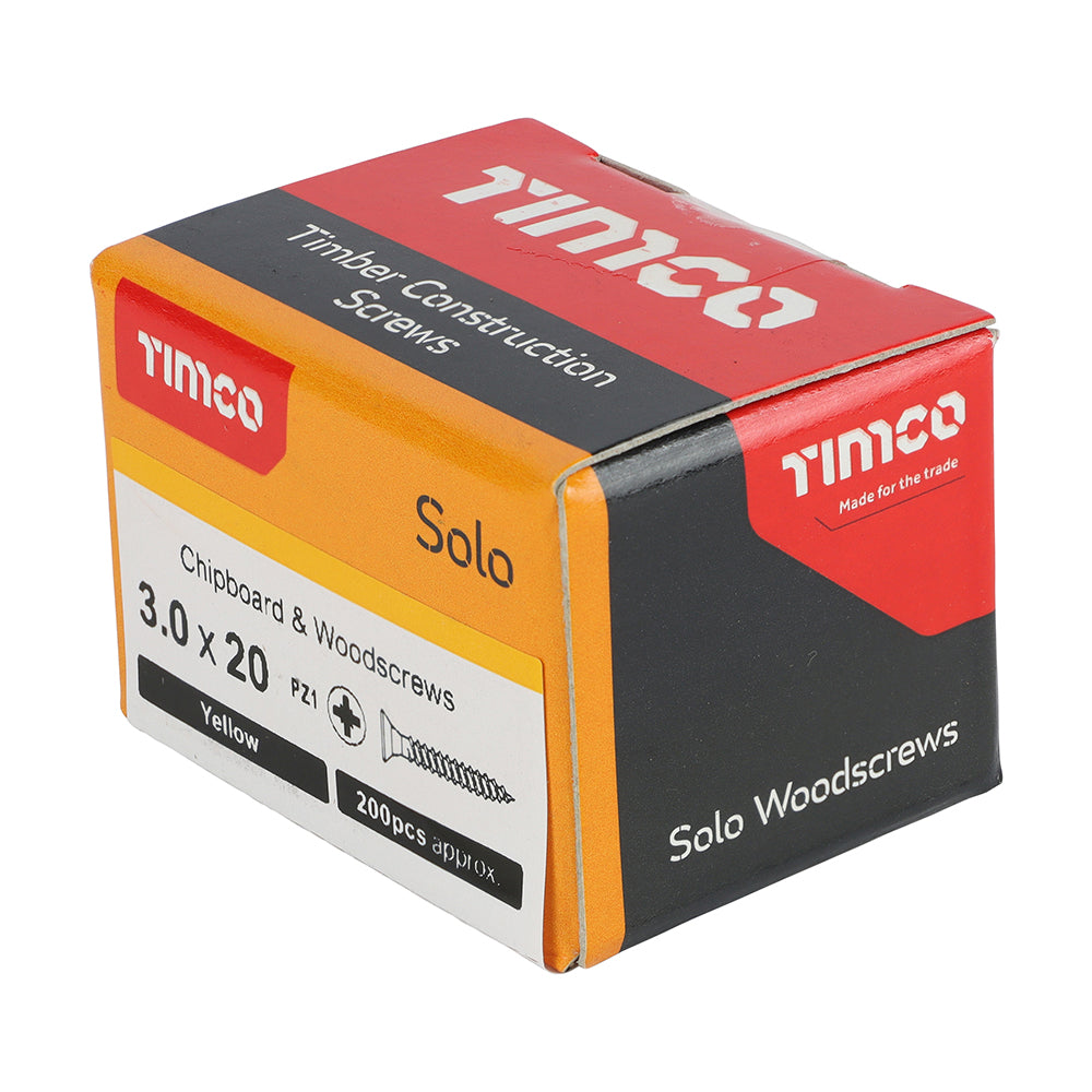 Solo Woodscrew PZ1 CSK ZYP - 3.0 x 20 | Box of 200