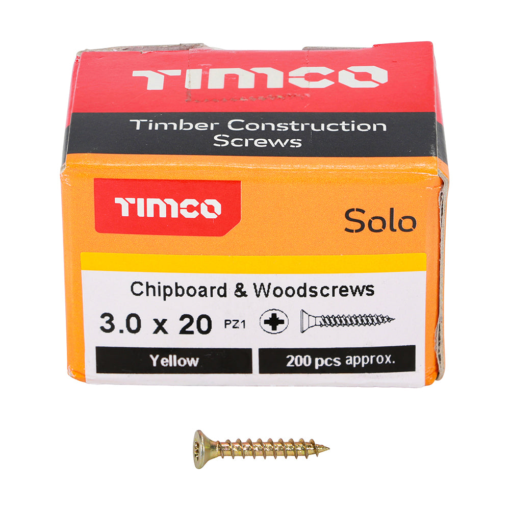 Solo Woodscrew PZ1 CSK ZYP - 3.0 x 20 | Box of 200