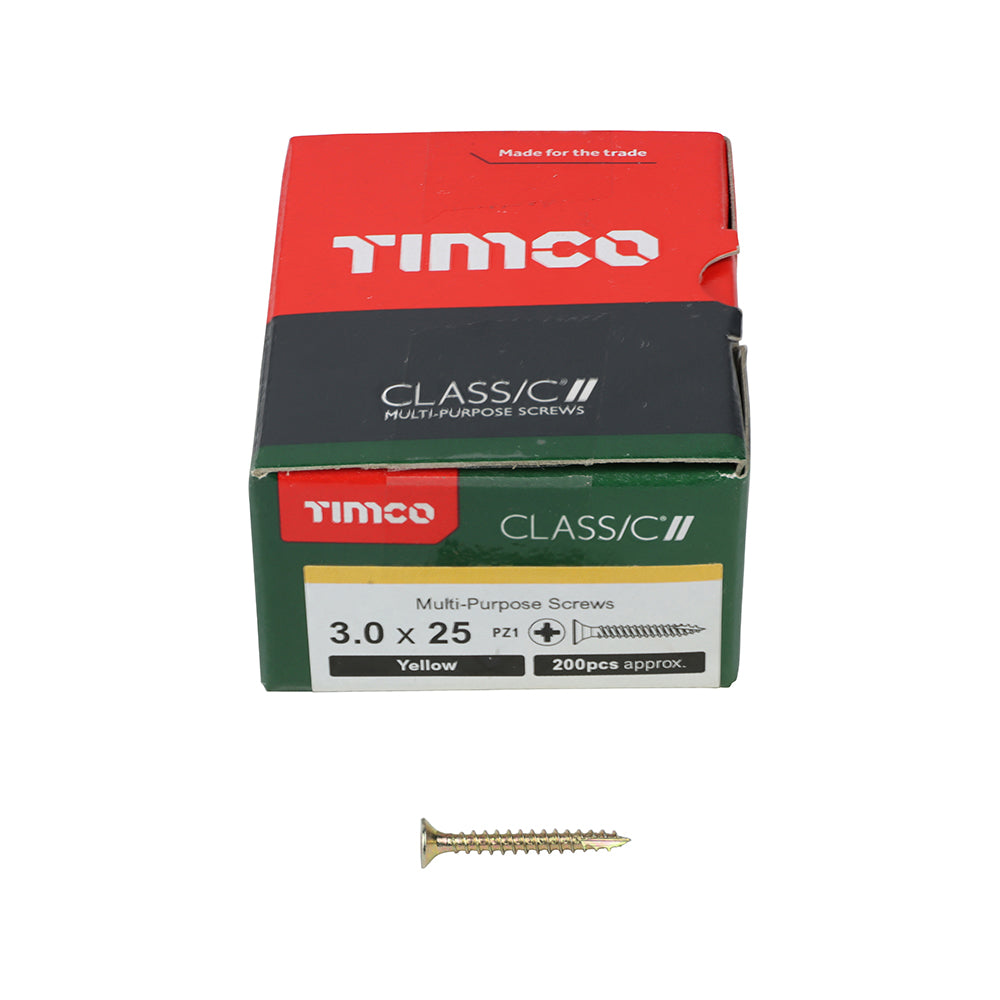 Classic Screw PZ1 CSK ZYP - 3.0 x 25 | Box of 200