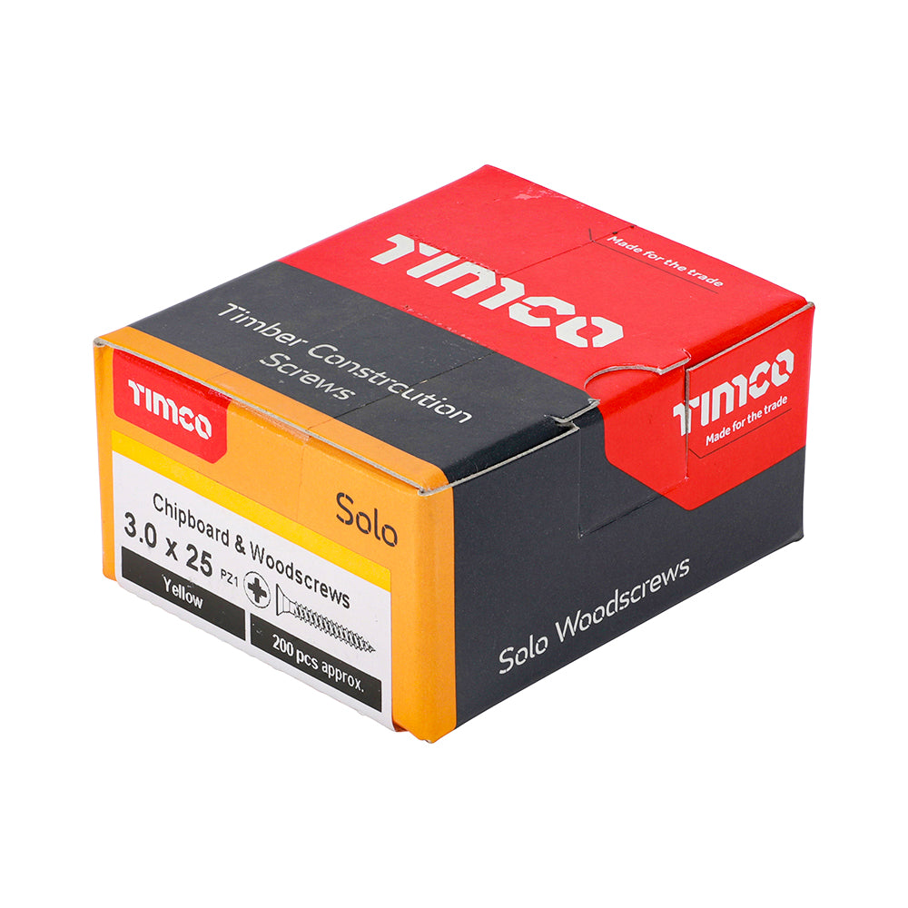 Solo Woodscrew PZ1 CSK ZYP - 3.0 x 25 | Box of 200