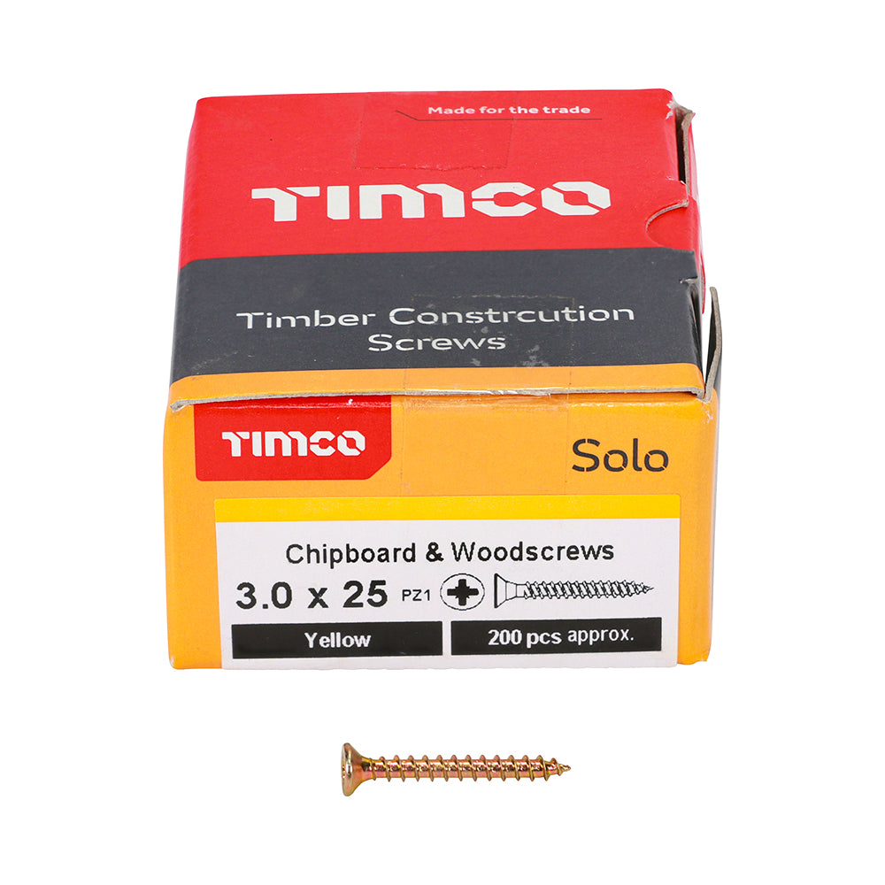 Solo Woodscrew PZ1 CSK ZYP - 3.0 x 25 | Box of 200