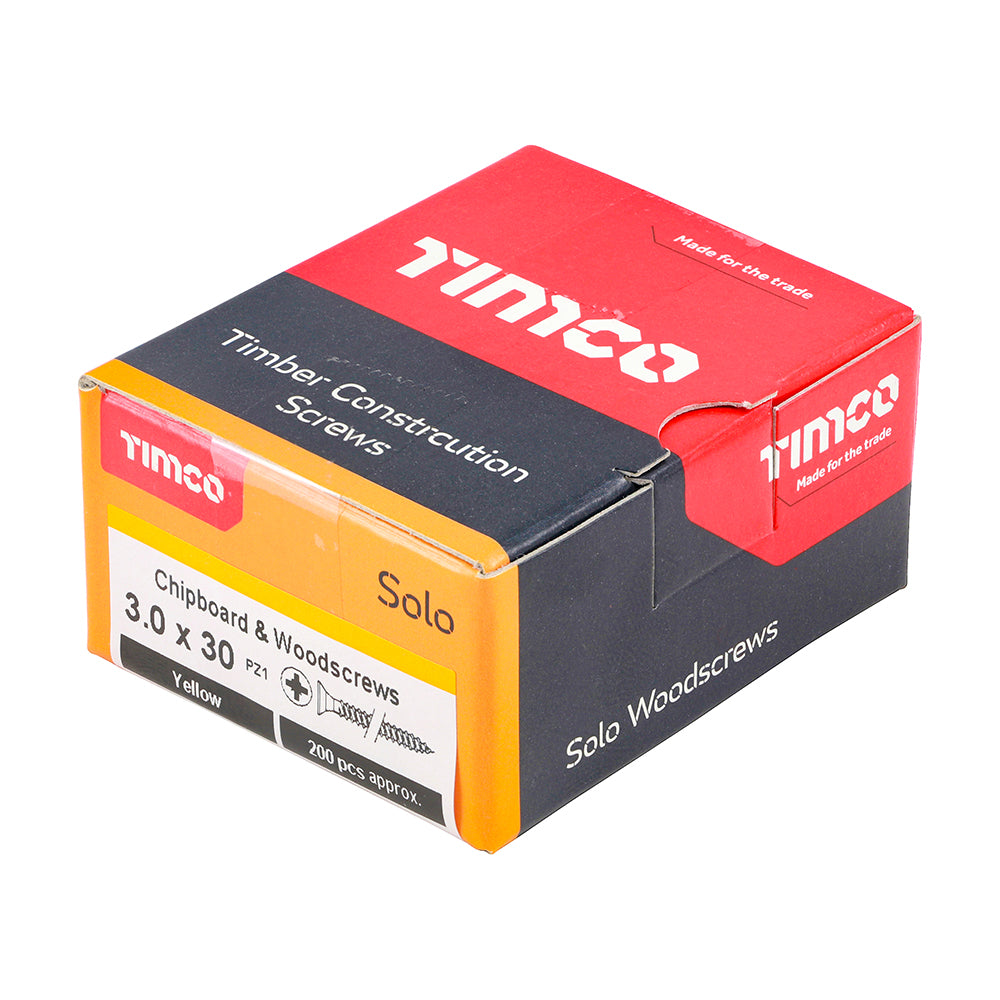 Solo Woodscrew PZ1 CSK ZYP - 3.0 x 30 | Box of 200