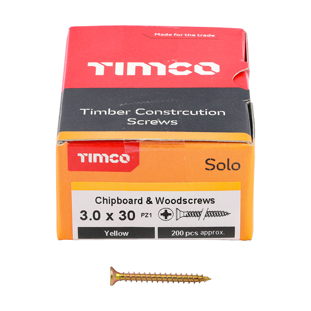 Solo Woodscrew PZ1 CSK ZYP - 3.0 x 30 | Box of 200