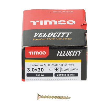 Timco Velocity Premium Multi-Use Screws - PZ - Double Countersunk - Yellow - Box