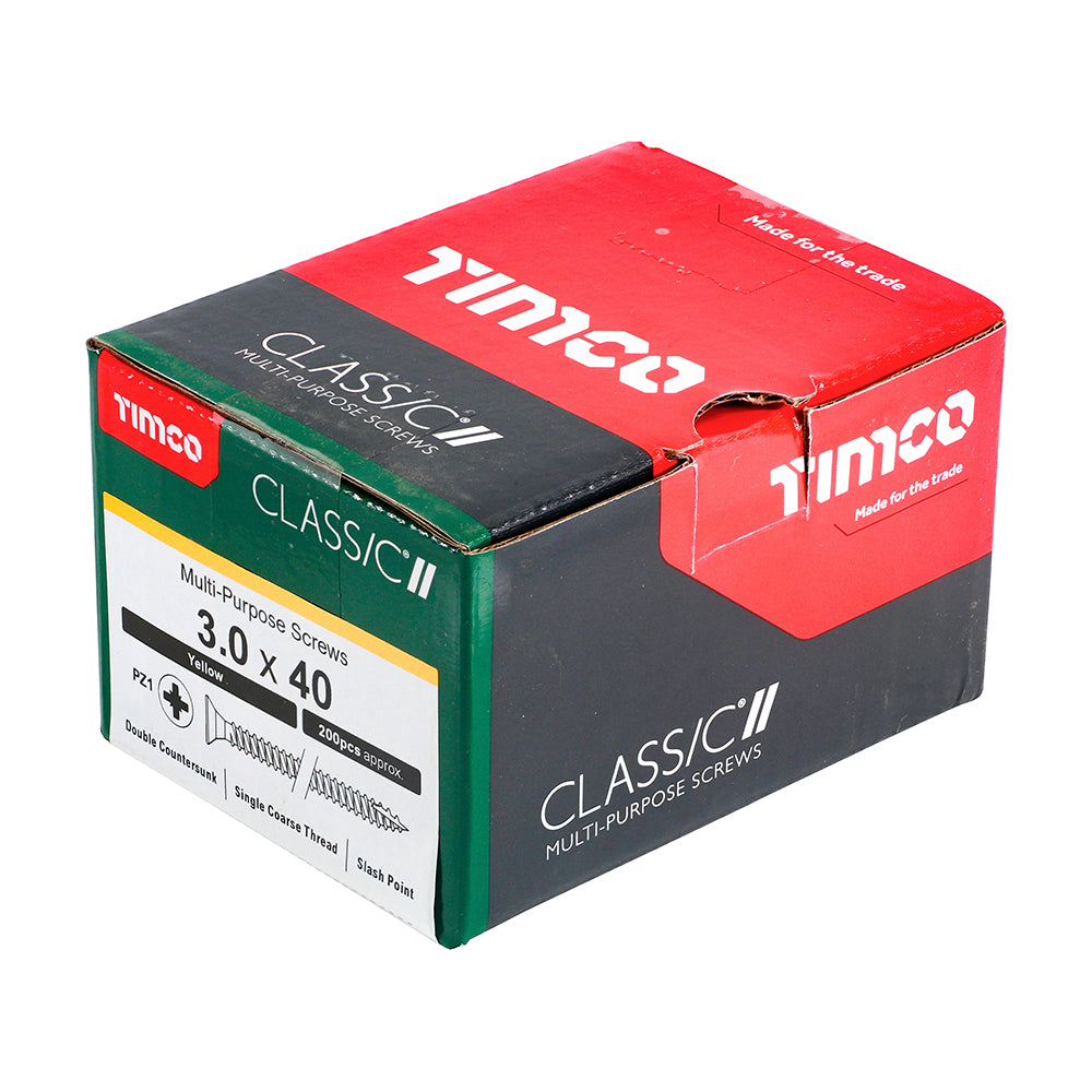 Classic Screw PZ1 CSK ZYP - 3.0 x 40 | Box of 200