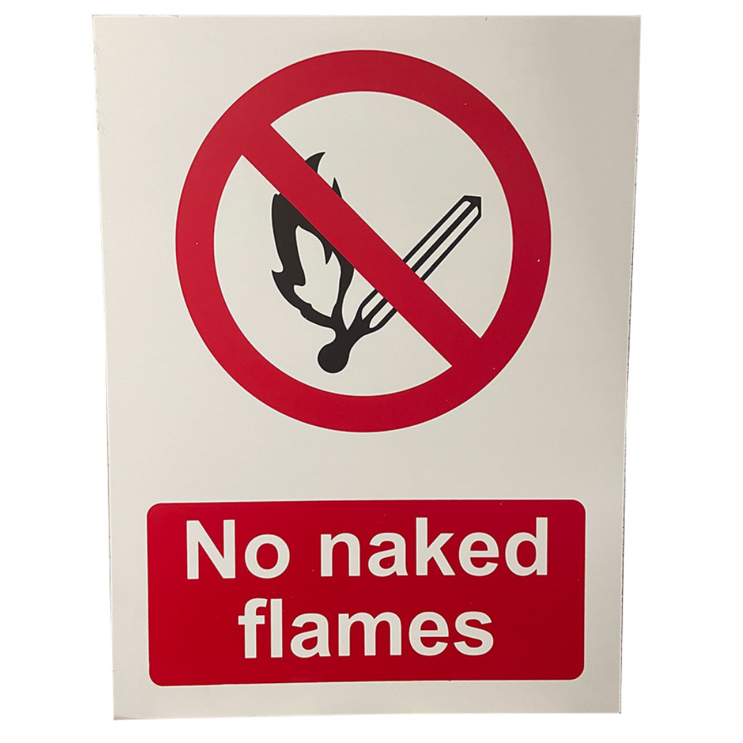 No Naked Flames Sign 400 x 300mm