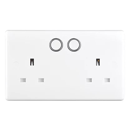 British General 13 Amp Twin Switched Smart Home Control Socket White