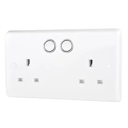 British General 13 Amp Twin Switched Smart Home Control Socket White BG