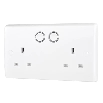 British General 13 Amp Twin Switched Smart Home Control Socket White