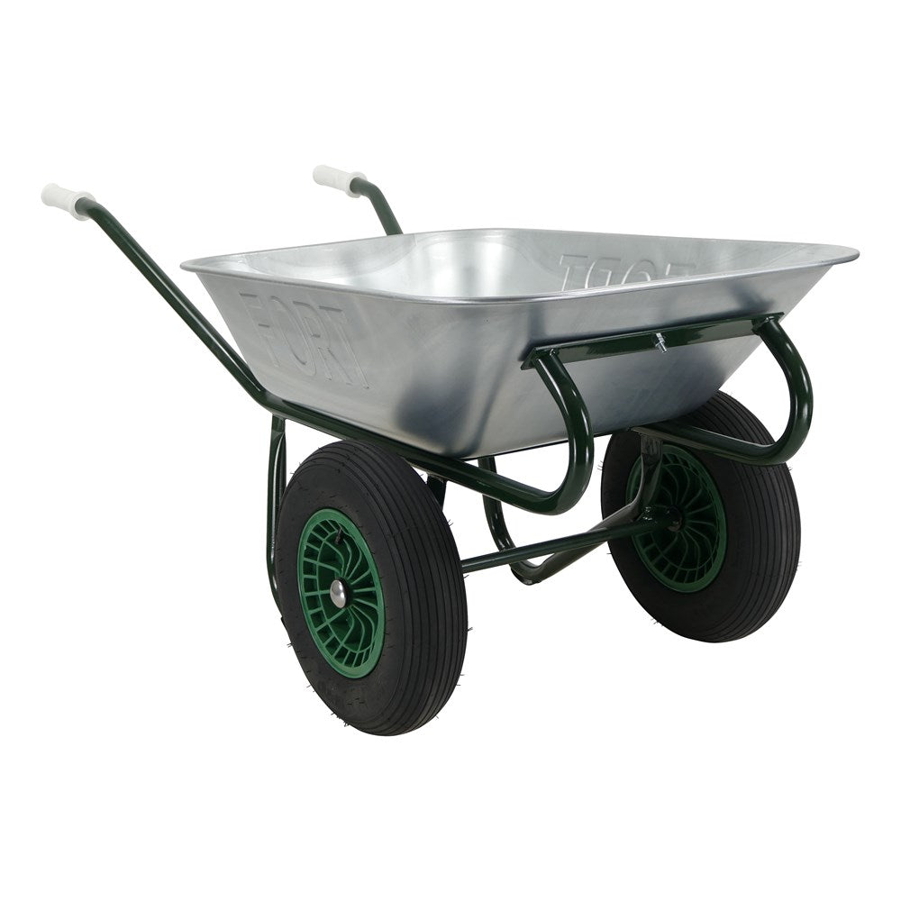 Fort Twin Wheel Wheelbarrow 90L Reinforced - Metal - Zinc Plated