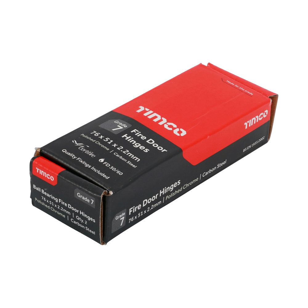 7 Fire Door Hinge PC - 76 x 51 x 2.2 | Box of 2