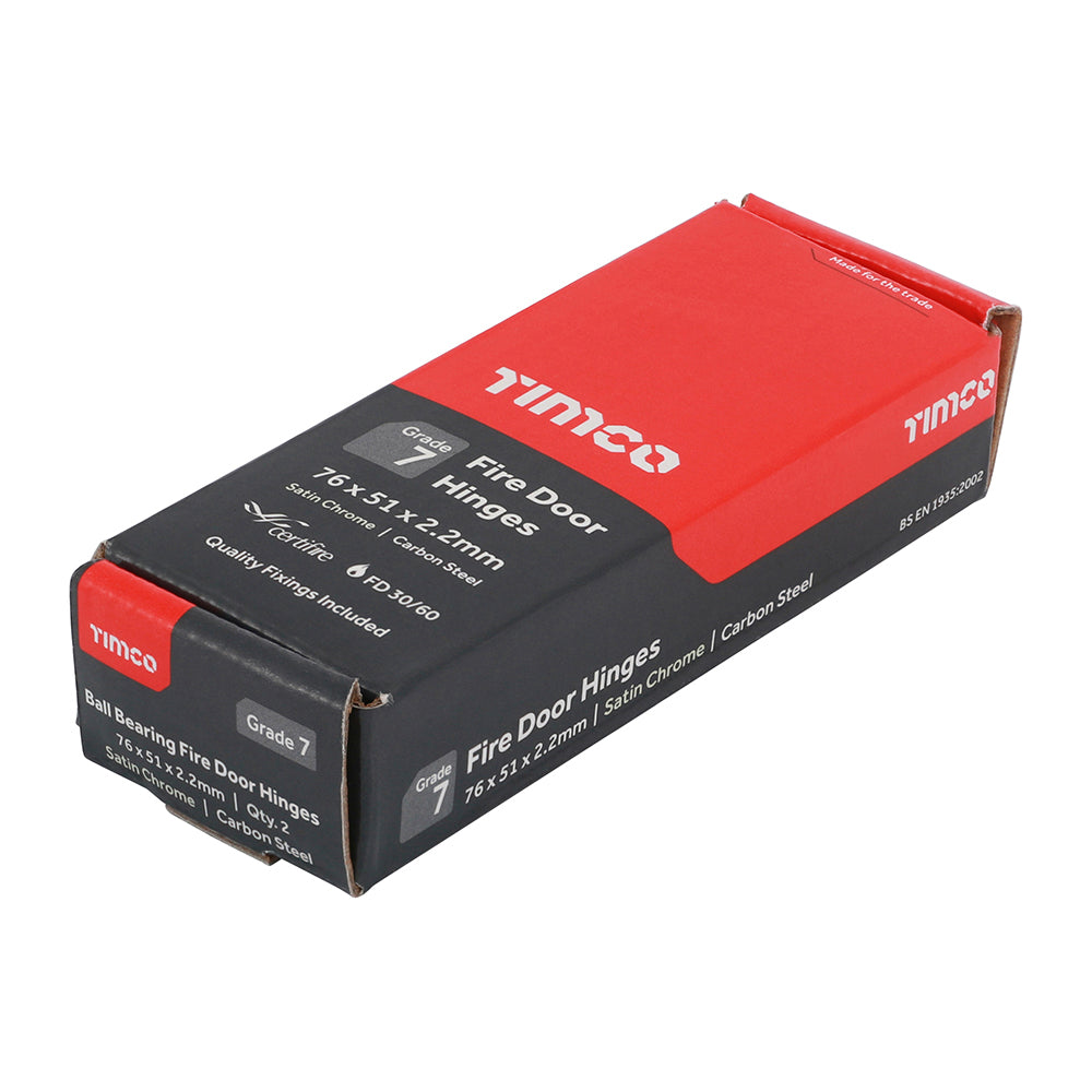 7 Fire Door Hinge SC - 76 x 51 x 2.2 | Box of 2