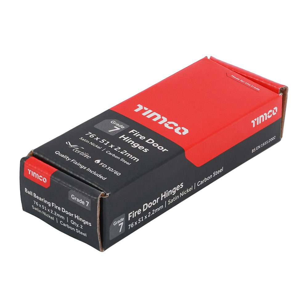 7 Fire Door Hinge SN - 76 x 51 x 2.2 | Box of 2