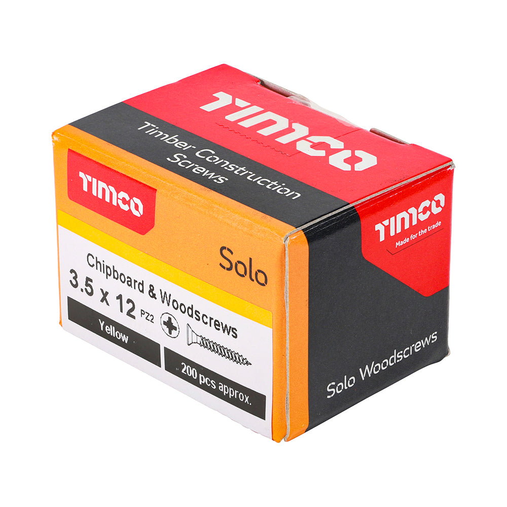 Solo Woodscrew PZ2 CSK ZYP - 3.5 x 12 | Box of 200
