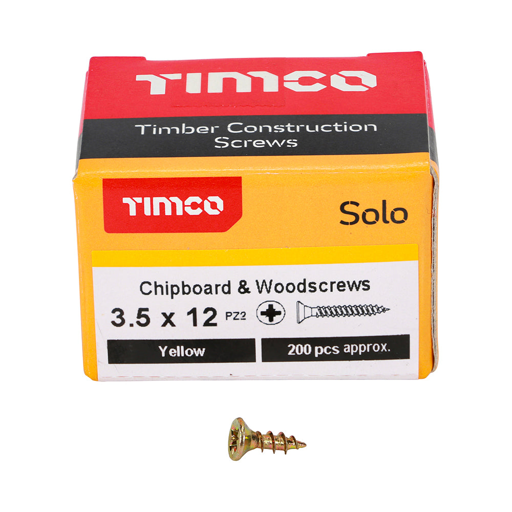 Solo Woodscrew PZ2 CSK ZYP - 3.5 x 12 | Box of 200