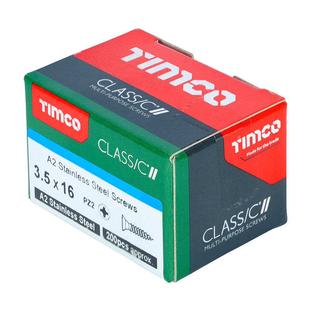 Classic Screw PZ2 CSK A2 SS - 3.5 x 16 | Box of 200