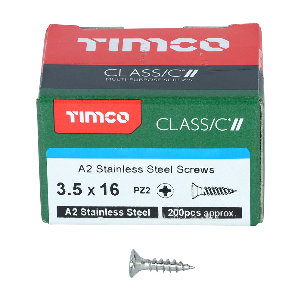 Classic Screw PZ2 CSK A2 SS - 3.5 x 16 | Box of 200