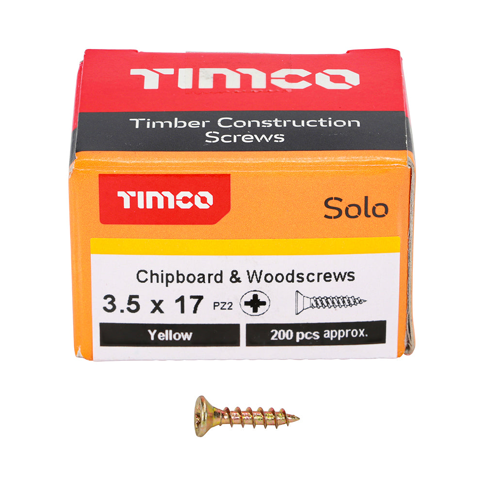 Solo Woodscrew PZ2 CSK ZYP - 3.5 x 17 | Box of 200