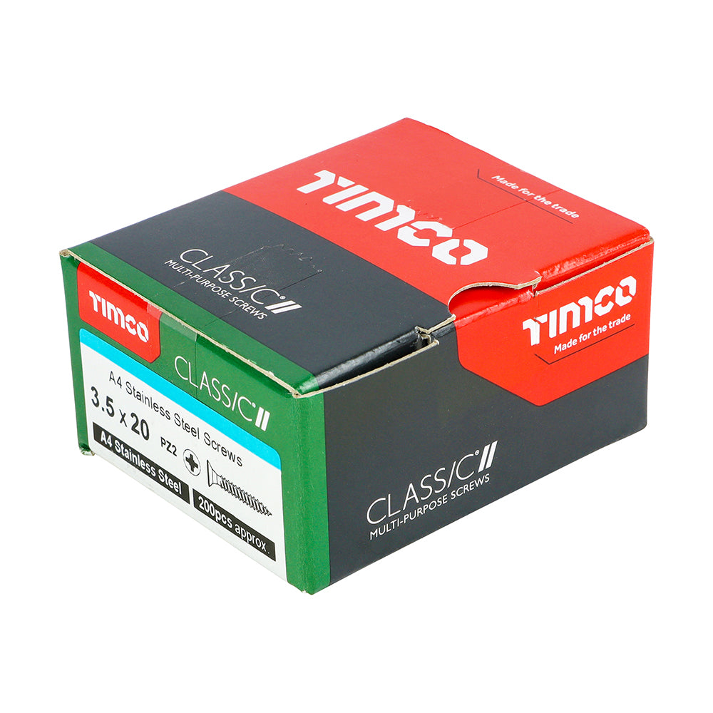 Classic Screw PZ2 CSK A4 SS - 3.5 x 20 | Box of 200