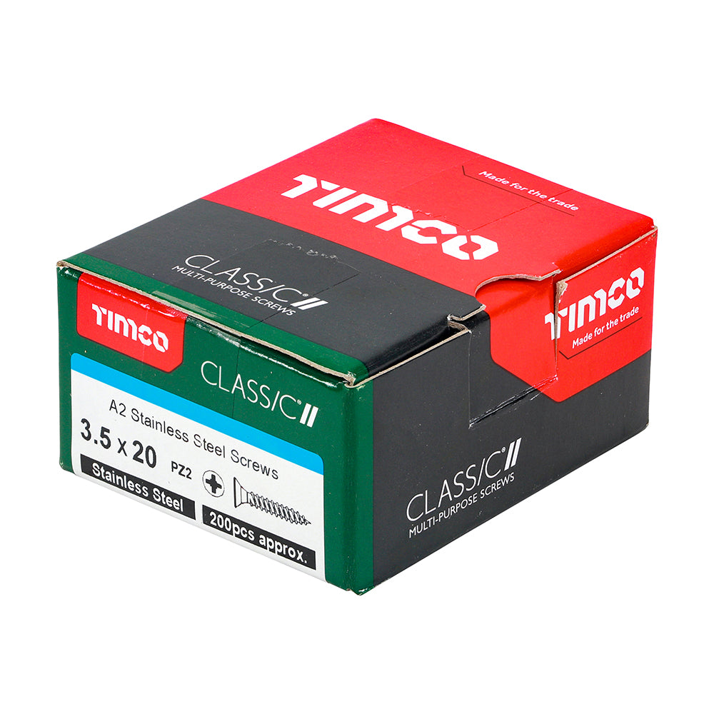 Classic Screw PZ2 CSK A2 SS - 3.5 x 20 | Box of 200