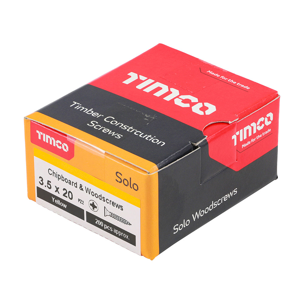 Solo Woodscrew PZ2 CSK ZYP - 3.5 x 20 | Box of 200