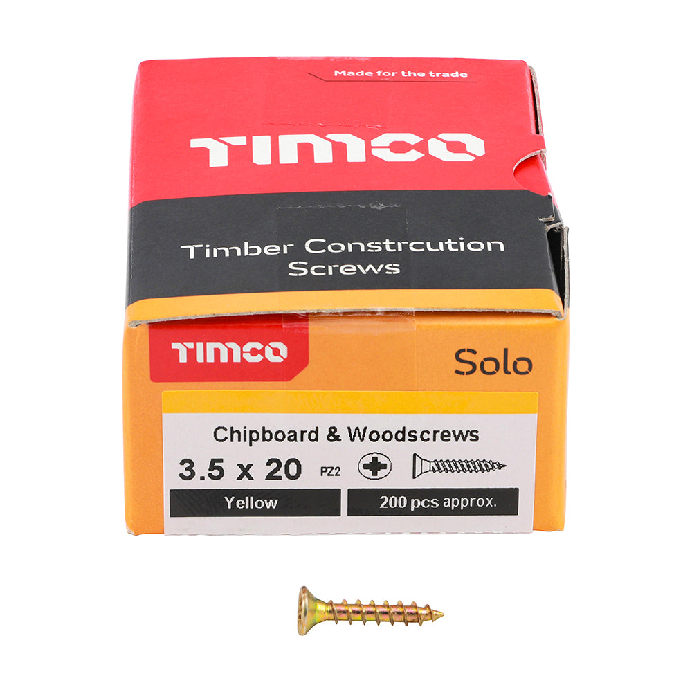 Solo Woodscrew PZ2 CSK ZYP - 3.5 x 20 | Box of 200