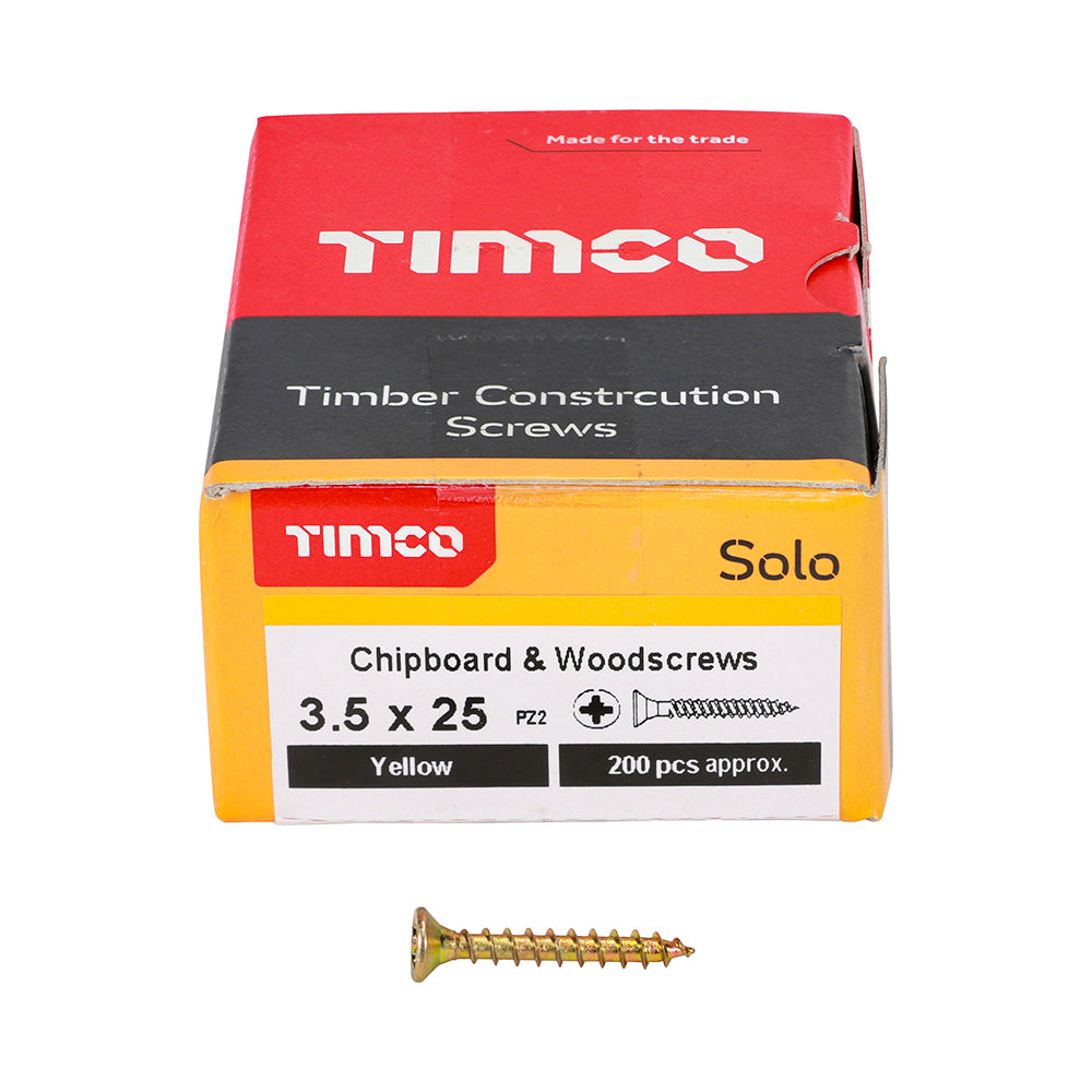 Solo Woodscrew PZ2 CSK ZYP - 3.5 x 25 | Box of 200