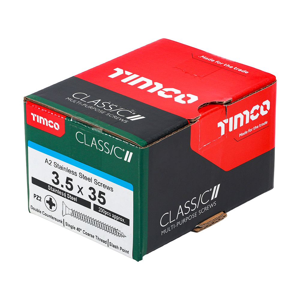 Classic Screw PZ2 CSK A2 SS - 3.5 x 35 | Box of 200