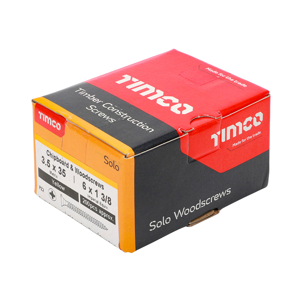 Solo Woodscrew PZ2 CSK ZYP - 3.5 x 35 | Box of 200