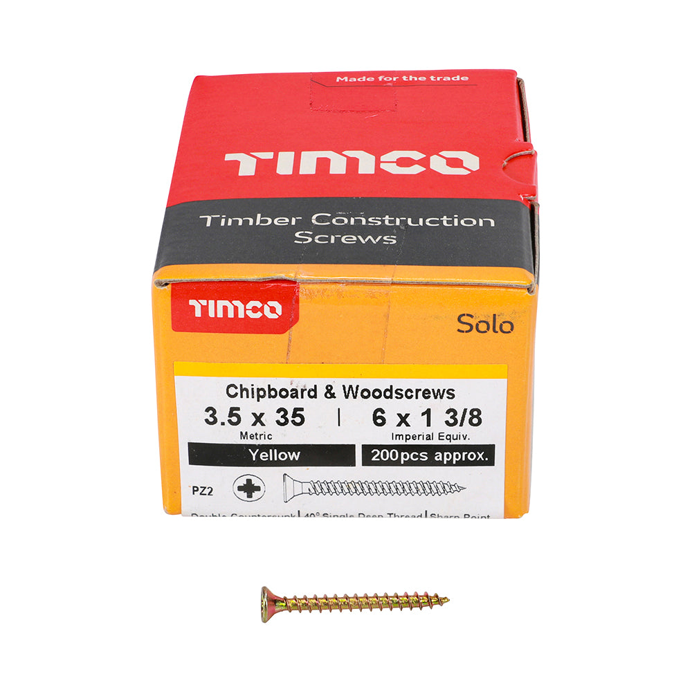 Solo Woodscrew PZ2 CSK ZYP - 3.5 x 35 | Box of 200