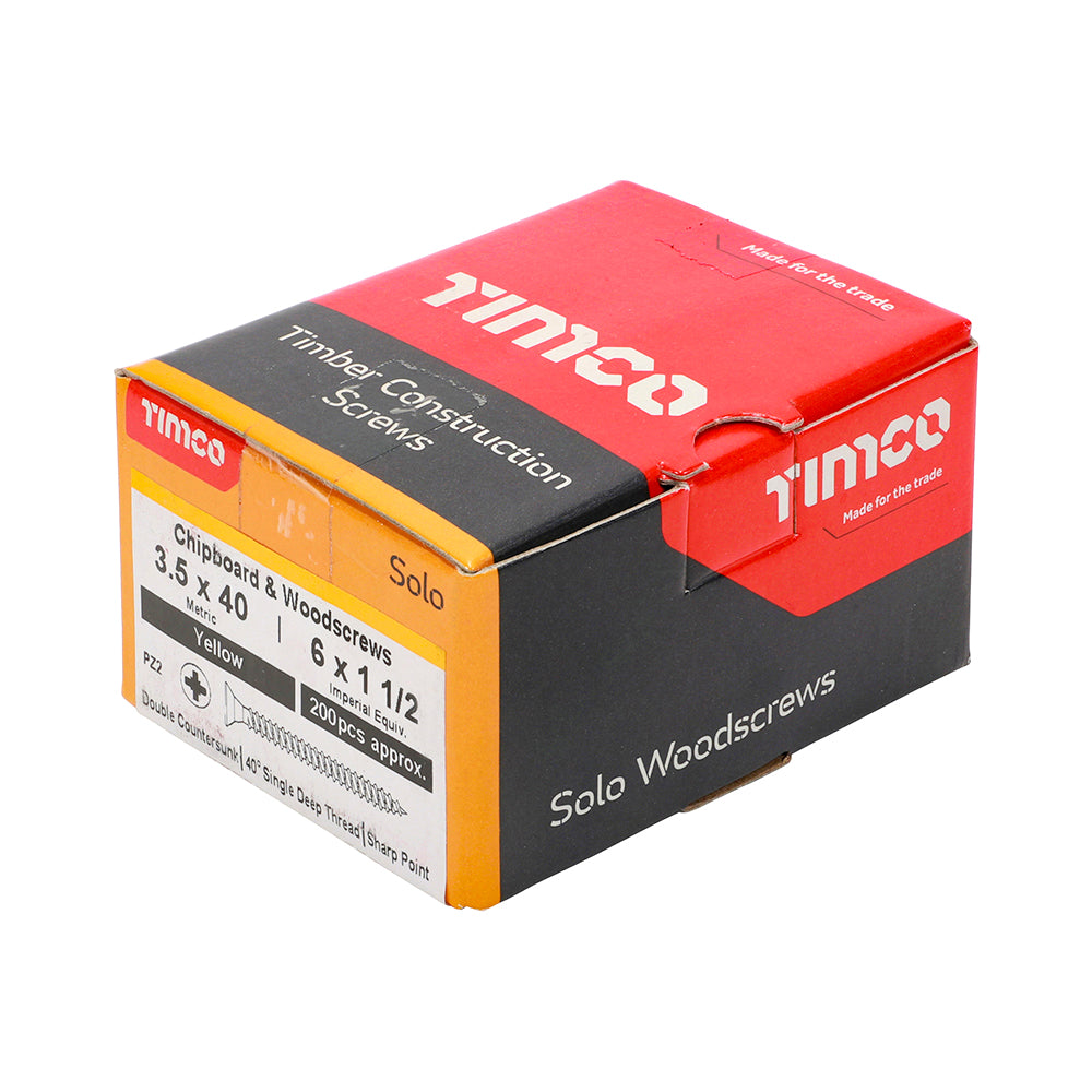 Solo Woodscrew PZ2 CSK ZYP - 3.5 x 40 | Box of 200