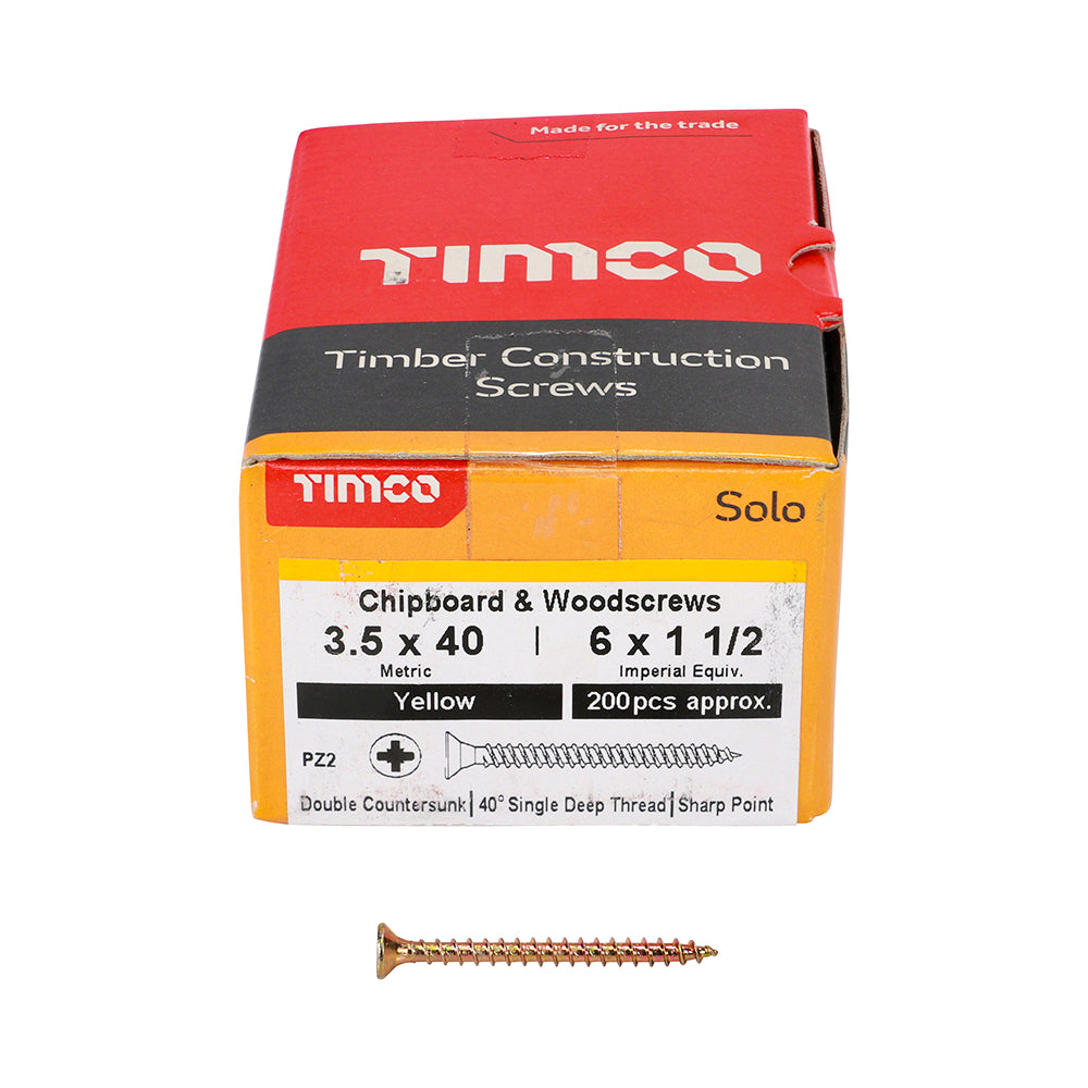 Solo Woodscrew PZ2 CSK ZYP - 3.5 x 40 | Box of 200