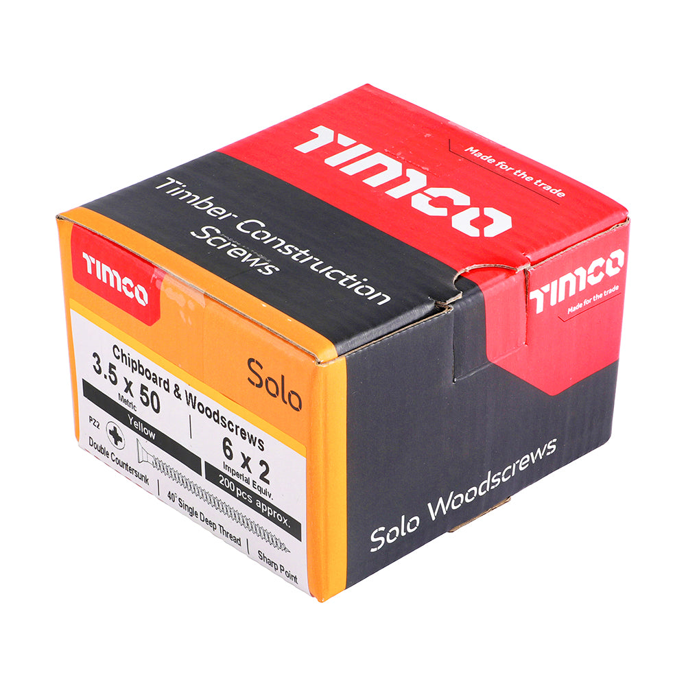Solo Woodscrew PZ2 CSK ZYP - 3.5 x 50 | Box of 200