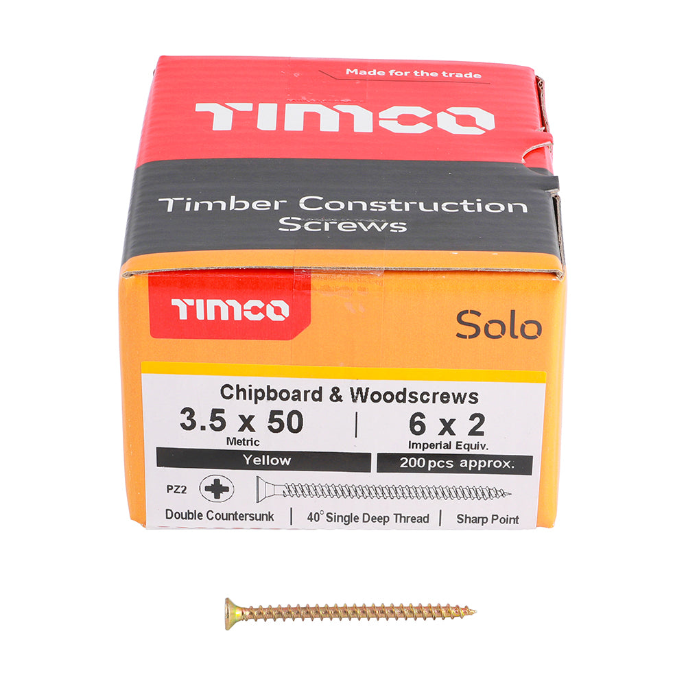 Solo Woodscrew PZ2 CSK ZYP - 3.5 x 50 | Box of 200