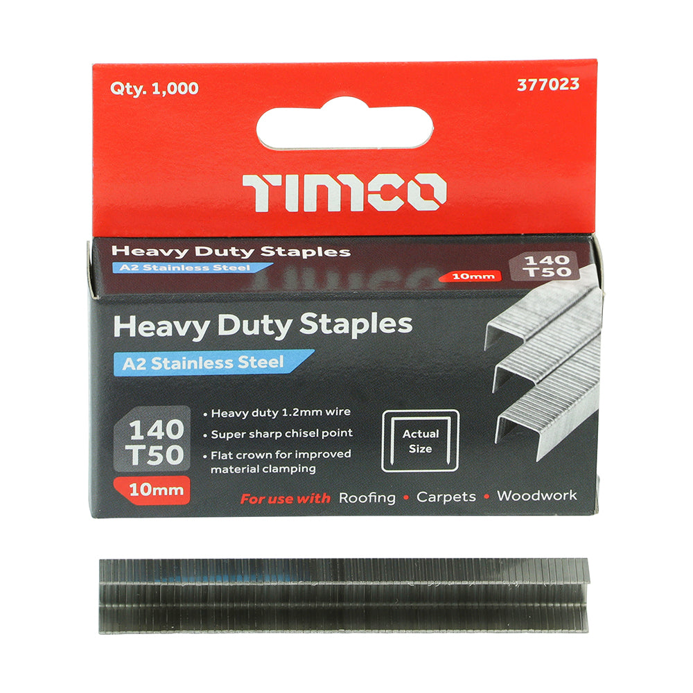 Staples HD Chisel A2 SS - 10mm | Box of 1000