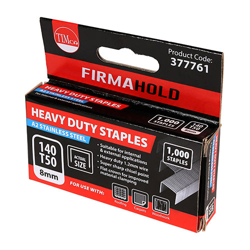 Staples HD Chisel A2 SS - 8mm | Box of 1000