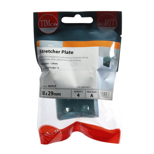 Stretcher Plate - BZP - 38 x 25 x 29 | TIMpac of 4