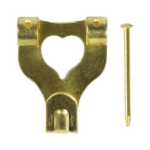 Picture Hook & Nails - E/Brass - No.3 Double | TIMpac of 4