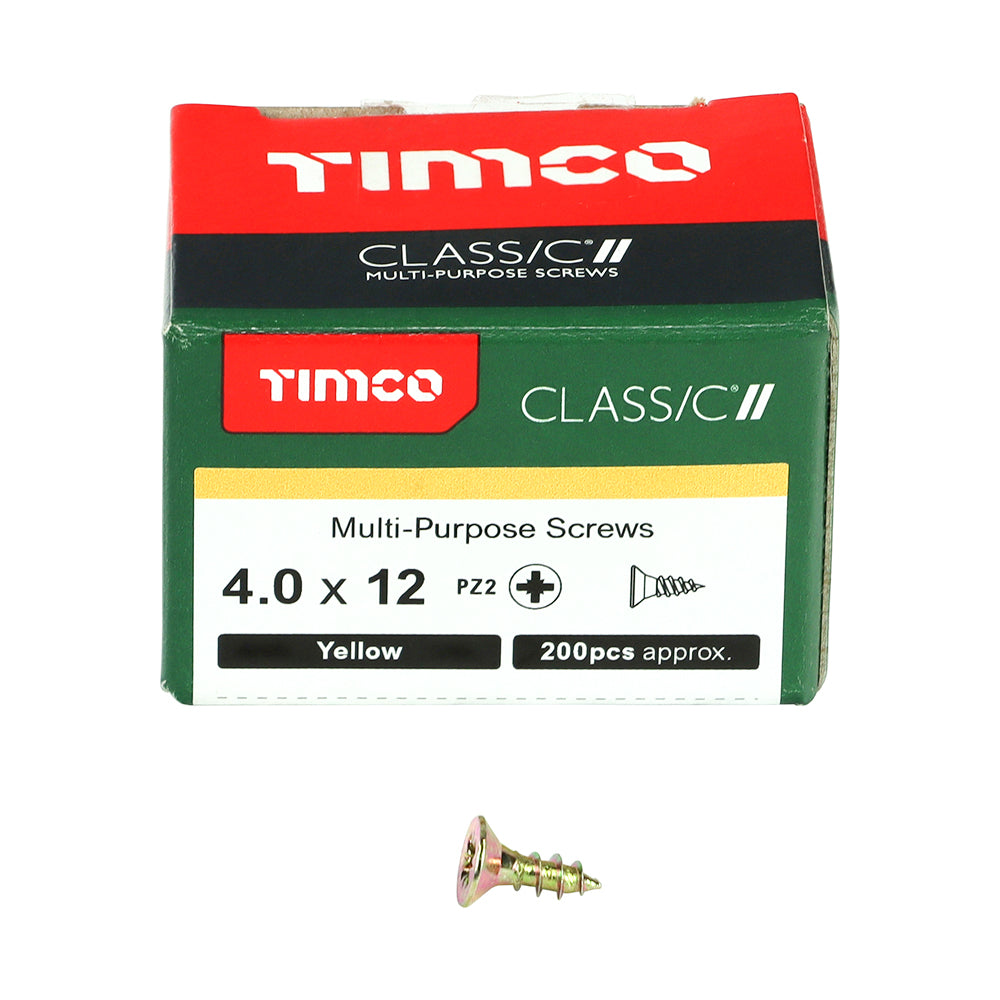 Classic Screw PZ2 CSK ZYP - 4.0 x 12 | Box of 200