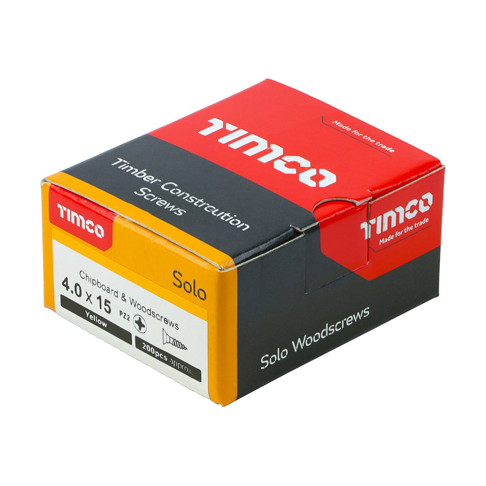 Solo Woodscrew PZ2 CSK ZYP - 4.0 x 15 | Box of 200