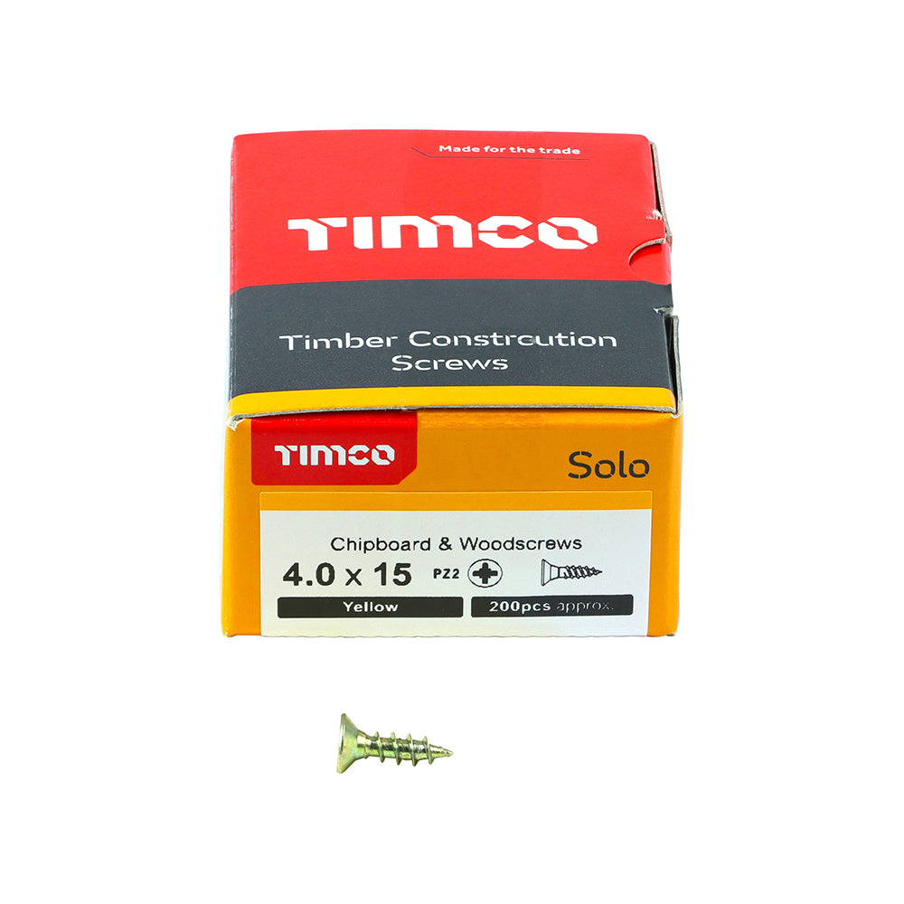 Solo Woodscrew PZ2 CSK ZYP - 4.0 x 15 | Box of 200