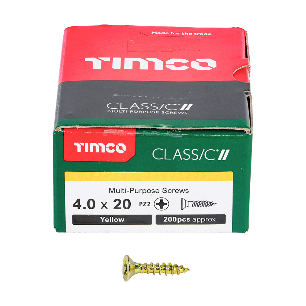 Classic Screw PZ2 CSK ZYP - 4.0 x 20 | Box of 200