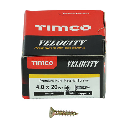 Timco Velocity Premium Multi-Use Screws - PZ - Double Countersunk - Yellow - Box