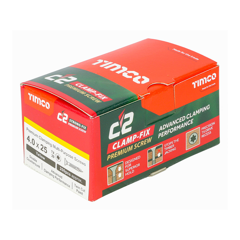 C2 Clamp-Fix TX20 CSK ZYP - 4.0 x 25 | Box of 200