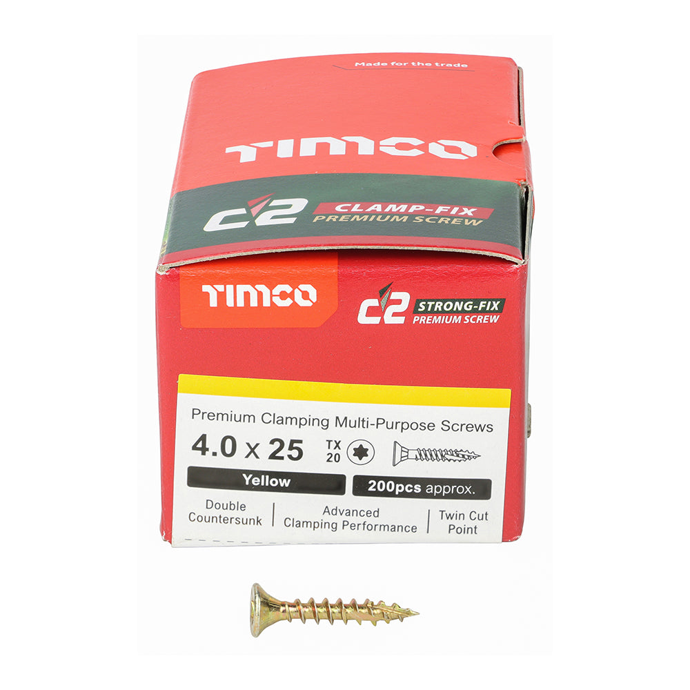 C2 Clamp-Fix TX20 CSK ZYP - 4.0 x 25 | Box of 200