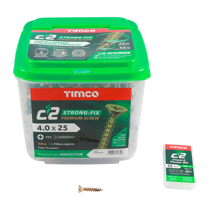 Timco C2 Strong-Fix - PZ - Double Countersunk - Twin-Cut - Yellow - Box