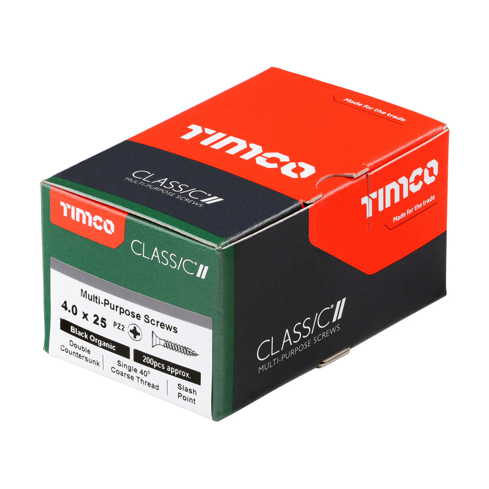 Classic Screw PZ2 CSK Black - 4.0 x 25 | Box of 200