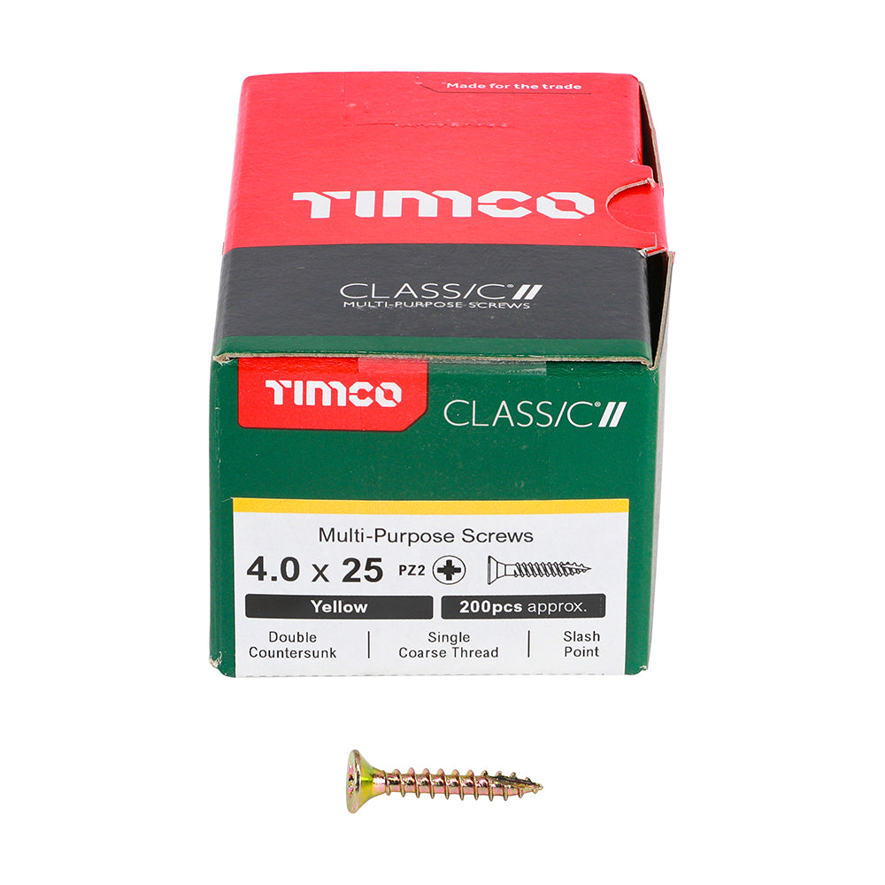 Classic Screw PZ2 CSK ZYP - 4.0 x 25 | Box of 200